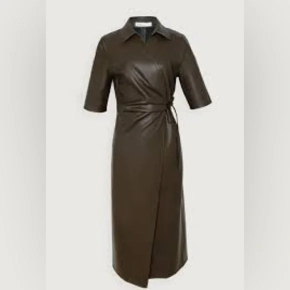 Oak + Fort Dresses | New Oak and Fort Vegan Leather Wrap Dress | Color: Brown | Size: Xs | Pamelawriteme's Closet
